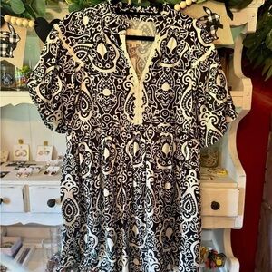 Umgee Black and White Patterned Dress